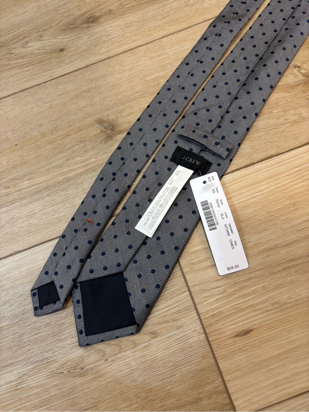 J.CREW GRAY Navy Polka Dot Silk MEN'S NECK Tie W: 2.75" L: 58" MADE IN USA NWT
